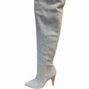 IRO Elgow Women's NIB Smoke Gray Studded Knee-High Suede Boots Size 6.5 (37)
